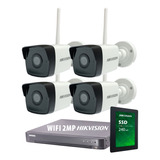 Kit Seguridad Hikvision Dvr 8 + 4 Camaras Wifi 2mp + Disco