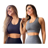 Kit 2 Top Feminino Nadador Alta Sustentação Academia Fitness