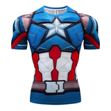 Polera De Compresión Primera Capa Capitán América Azul-roja