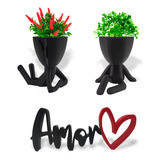 Decoração P/ Sala - Vasos Bobs + Plantas Artificiais + Amor