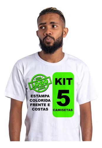 Kit 5 Camisetas Camisas Personalizada Foto Logomarca Empresa