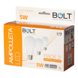 Pack 3 Ampolletas Led Bolt 5w 3000k Bulbo