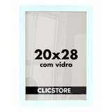 Moldura 20x28 Quadro Vidro Poster Porta Retrato Foto Cursos Cor Branco Liso