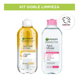 Kit Doble Limpieza Agua Micelar Garnier Skinactive En Aceite 400ml Y Todo En 1 400ml