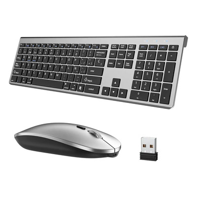 Teclado y mouse Inalámbrico Usb Bluetooth 2.4g Recargable ZUSZOX, Teclado y ratón ultrafinos, silenciosos y de tamaño completo, inalámbricos y sin retrasos para ordenador, Mac, Tableta, PC y Windows | Envío gratis