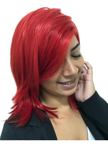 Peruca Orgânica Curta Lisa Ombre Hair Rosa Cosplay + Touca