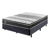 Box Casal Linho Cinza 138x188 Com Colchão Gransleep Ecoflex