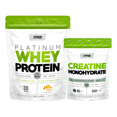 Suplemento en polvo Star Nutrition Star Power Pack con creatina y proteína con sabor a fresa, 2 kits | Envío gratis