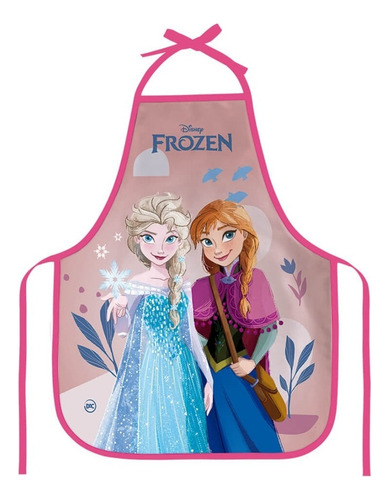 Avental Escolar Infantil Personagem Frozen Em Plástico Cor Rosa Desenho Do Tecido Frozen ( Modelo 1 )