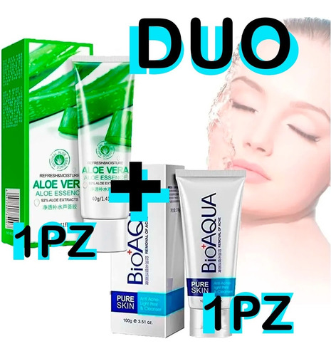 Duo Gel Aloe Vera Pure Skin Removedor Elimina Acne Control F