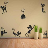 Pegatinas De 7 Gatos Decorativos En Vinil 40 Cms