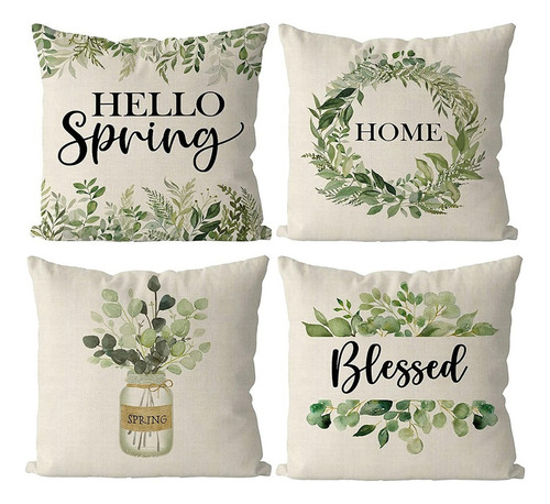 Fundas De Almohada De Primavera De 18 X 18 Pulgadas, 4 Decor