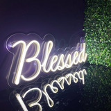 Painel Neon Led Blessed Abençoada Decoração Instagram Cor Branco Frio