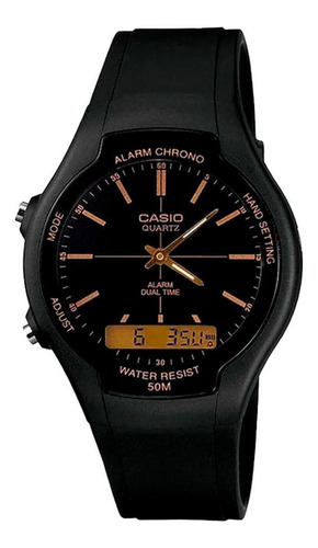 Reloj De Pulsera Casio Aw-90h-9evdf De Cuerpo Color Negro, Analógico-digital, Para Hombre, Con Correa De Resina Color Negro Y Hebilla Simple