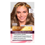 Kit Tintura L'oréal Paris  Excellence Extra Profundos Tono 710 Rubio Cenizo Profundo Para Cabello