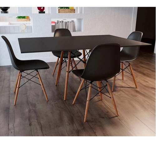 Mesa De Jantar Retangular Eiffel Wood Preta 120 Cm