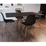 Mesa De Jantar Retangular Eiffel Wood Preta 120 Cm