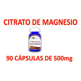 Citrato De Magnesio 90 Cáps 500 Mg C/u 100% Puro Y Natural