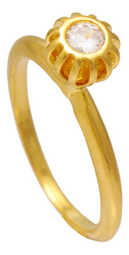 Anel Chuveiro Feminino Com Zircônia Presa Folheado Ouro 18k