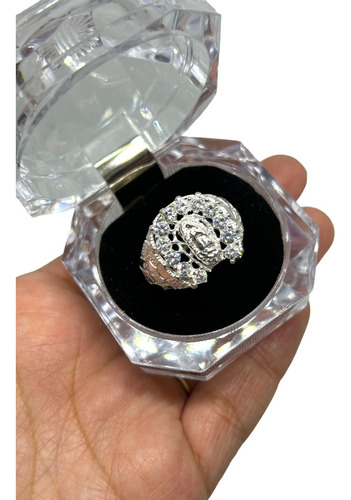 Anillo De Caballero Herradura Virgen Con Zirconia Plata 925