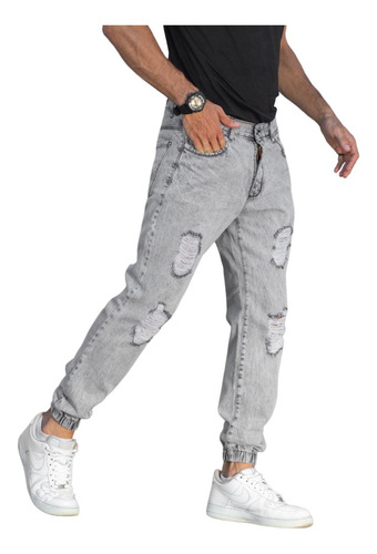 Jeans Pantalon Mom  Jogger Rotura Rigido Hombre Moda Premium