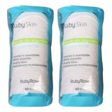 Kit 100 Algodão Disco Limpeza Facial  Dupla Face Ruby Skin 