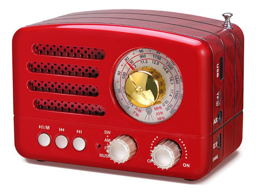 Prunus J-160 Pequena Radio Retro Vintage Con Bluetooth, Radi