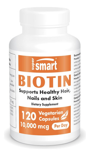 Super Smart | Biotin | 10000mcg | 120 Vegetarian Capsules