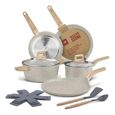 Bateria De Cocina Masterstone Ultrachef Antiadherente 12 Pzs Master Stone Blanco | Meses sin interés