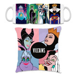 Taza De Villanas Disney Maléfica Ursula Reina Cojín 30x30set