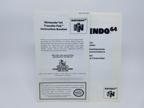 Apenas O Manual - Transfer Pak - Nintendo 64 - Usa