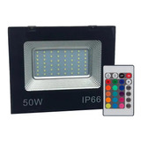 Refletor 50w Rgb Colorido Led Ip66 Holofote Com Controle