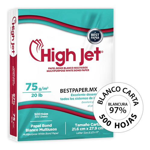 Papel Blanco Carta High Jet - 500 Hojas