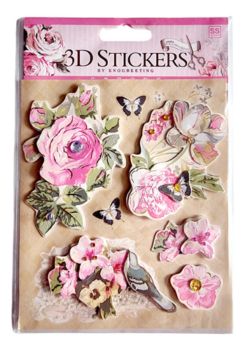 Stickers Vintage Romántico Floral Con Volumen 3d Tarjetas