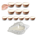 Velas Aromáticas 100 % Soja Kit X 12 Cuenco Madera 7x5 Cms