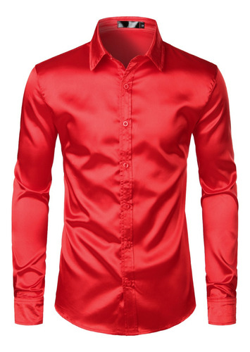 Camisas De Vestir Tipo Seda Para Hombre, Camisa Casual De Sa