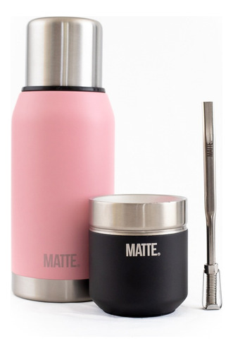 Set Termo Matte Pink 750 Cc + Mate Ds Pro+ Bombilla