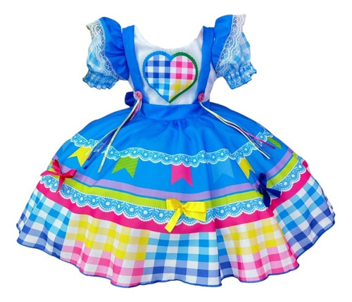 Vestido Infantil Festa Junina Meninas Luxo Junino Caipira