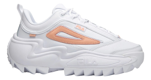 Tenis Fila Twister Plataforma Blanco Coral De Dama Original