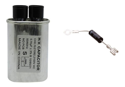 Kit 1 Capacitor Alta Tensão Microondas 0,70uf + 1 Diodo 