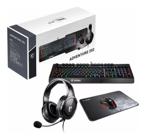 Kit Gamer Combo Teclado Mouse Auriculares Pad Msi Adventure