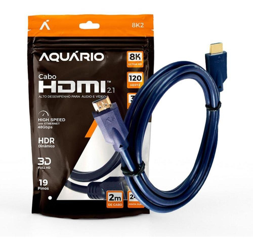 Cabo Hdmi De Alta Resolução 8k 144hz 48gbps Com 2 Metros