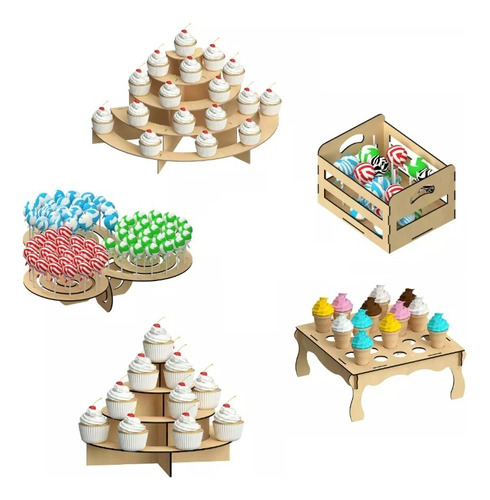 Kit Candy Bar 5 Piezas Para Mesa De Dulces, Mdf - Rge08