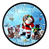 Reloj Navideño Papá Noel Gran Tamaño 30 Cm Cristal Transpar