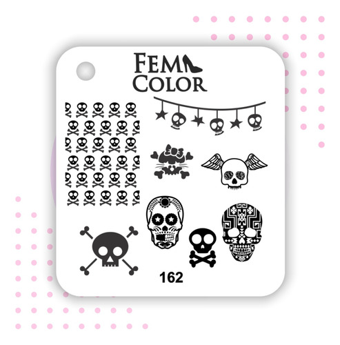 Placa Stamping Acrilico Lefemme Mod162 Calavera Local Flores