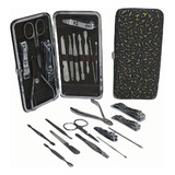 Set De Manicura Pedicura X12 C/ Estuche Alicate Tijera Lima