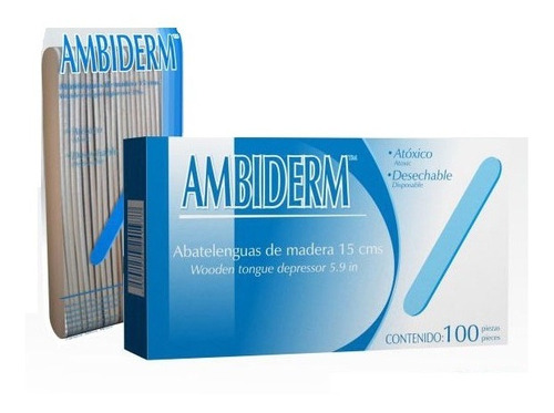 Abatelenguas De Madera Ambiderm Cajac/ 100 Piezas