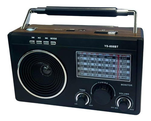 Rádio Retro Am Fm 9 Faixas Elétrico E Pilha Usb Bluetooth
