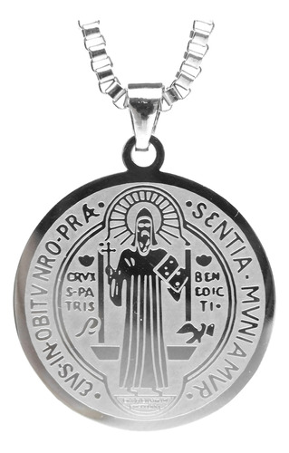 Collar San Benito Acero Inoxidable Amuleto De Protección