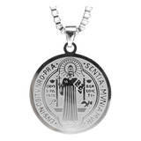 Collar San Benito Acero Inoxidable Amuleto De Protección